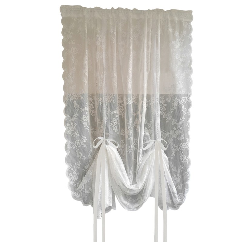 Embroidered Voile Sheer Pulling Curtain for Living Room Bedroom Kitchen