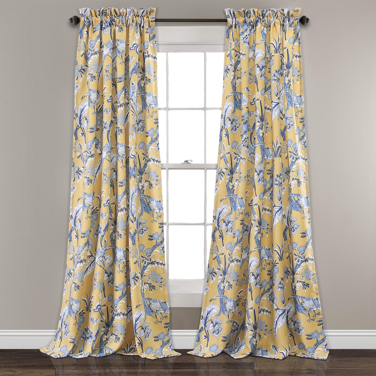 Dolores Light Filtering Window Panels, Pair, 52″ W x 84″ L, Yellow – Floral C…
