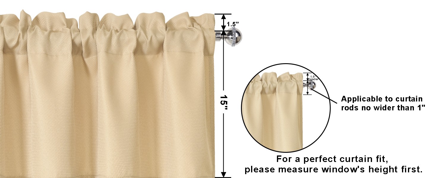Beige Valances for Kitchen Windows Spillproof Antiwrinkle Jacquard Rectangle