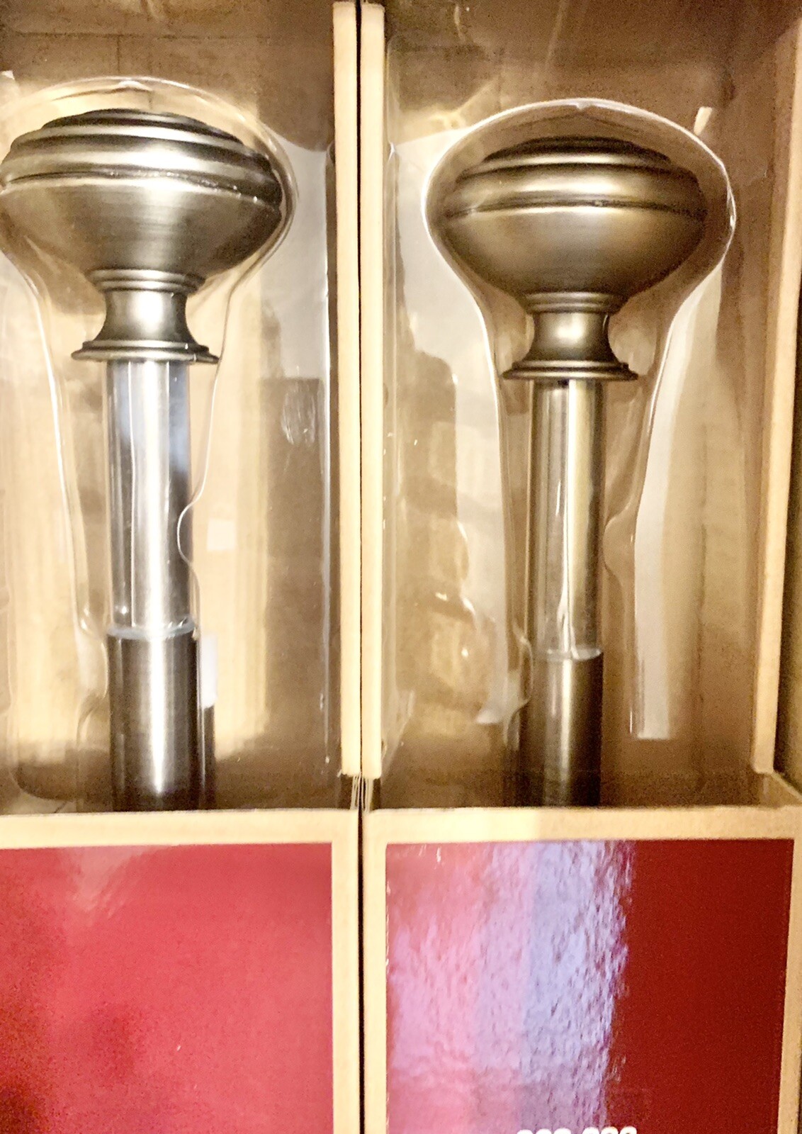 (2!) HDC 66”-120”” Telescoping 3/4″ Curtain Rods Antique Pewter Door Knob Finial