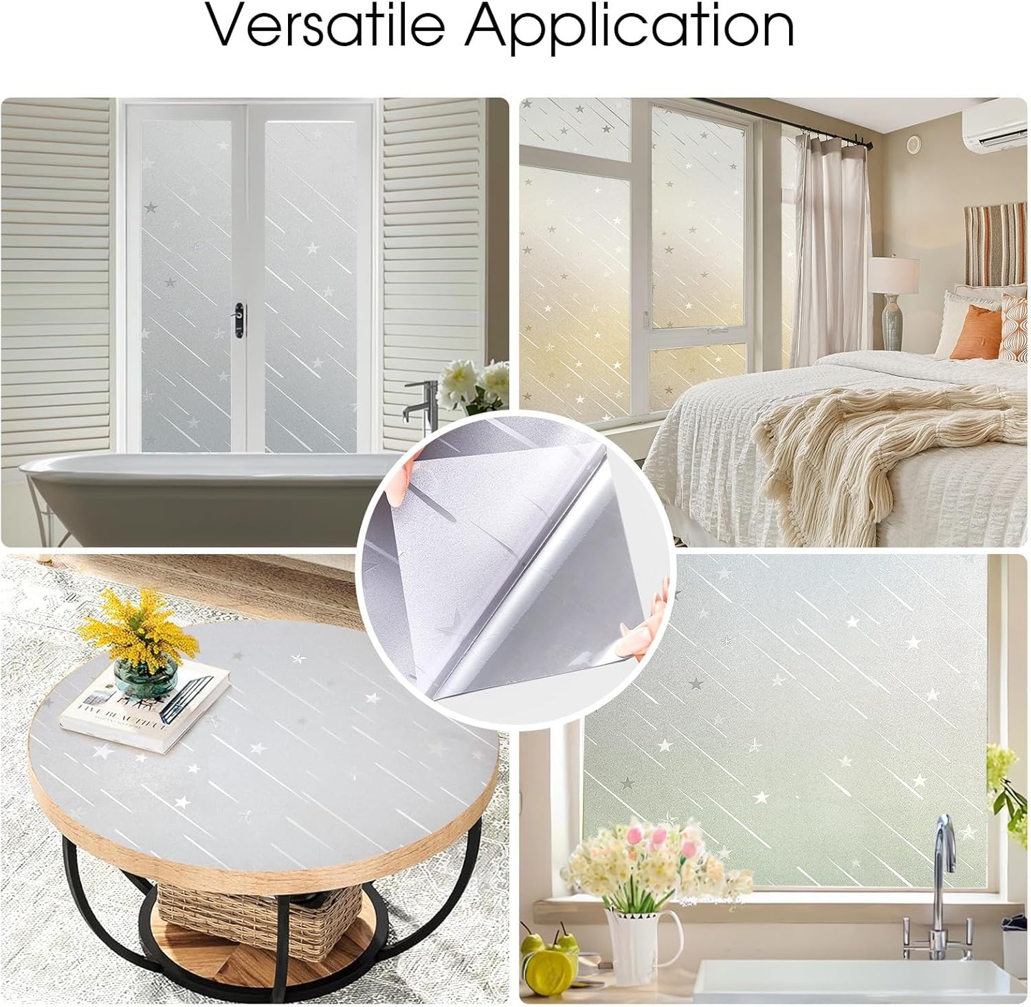 Frosted Glass Opaque Removable Static Cling UV Blocking Privacy Window Film