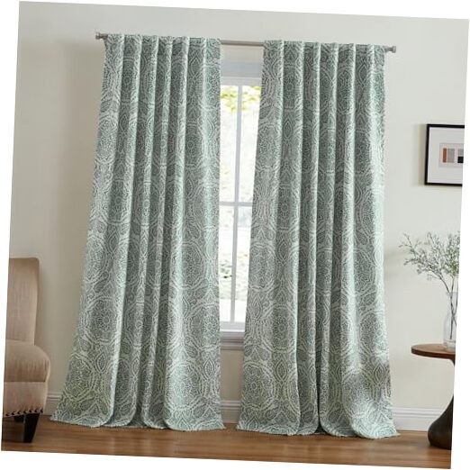 Home Fashions Giovanni Medallion Block Print 52″W x 84″L (Pack of 1) Sage