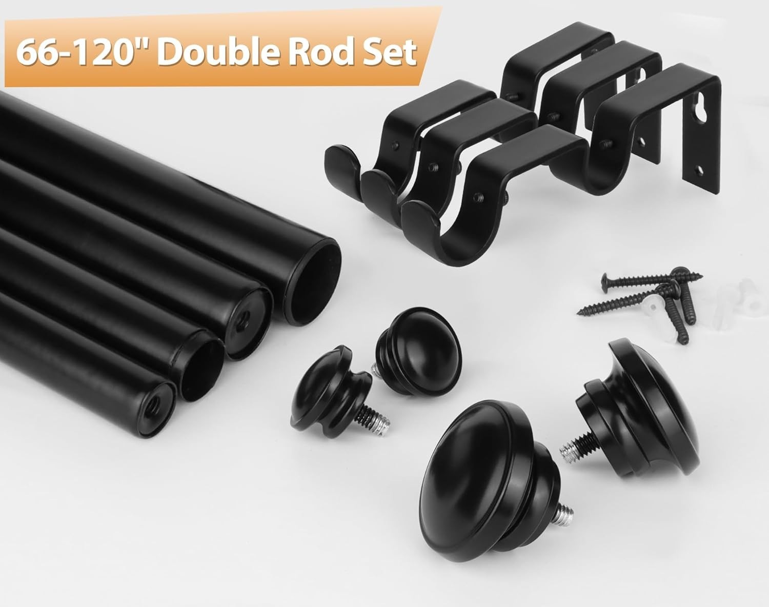 1 Inch Double Curtain Rods 66 to 120 Inches 5.5 to 10ft, Heavy Duty Decorativ…