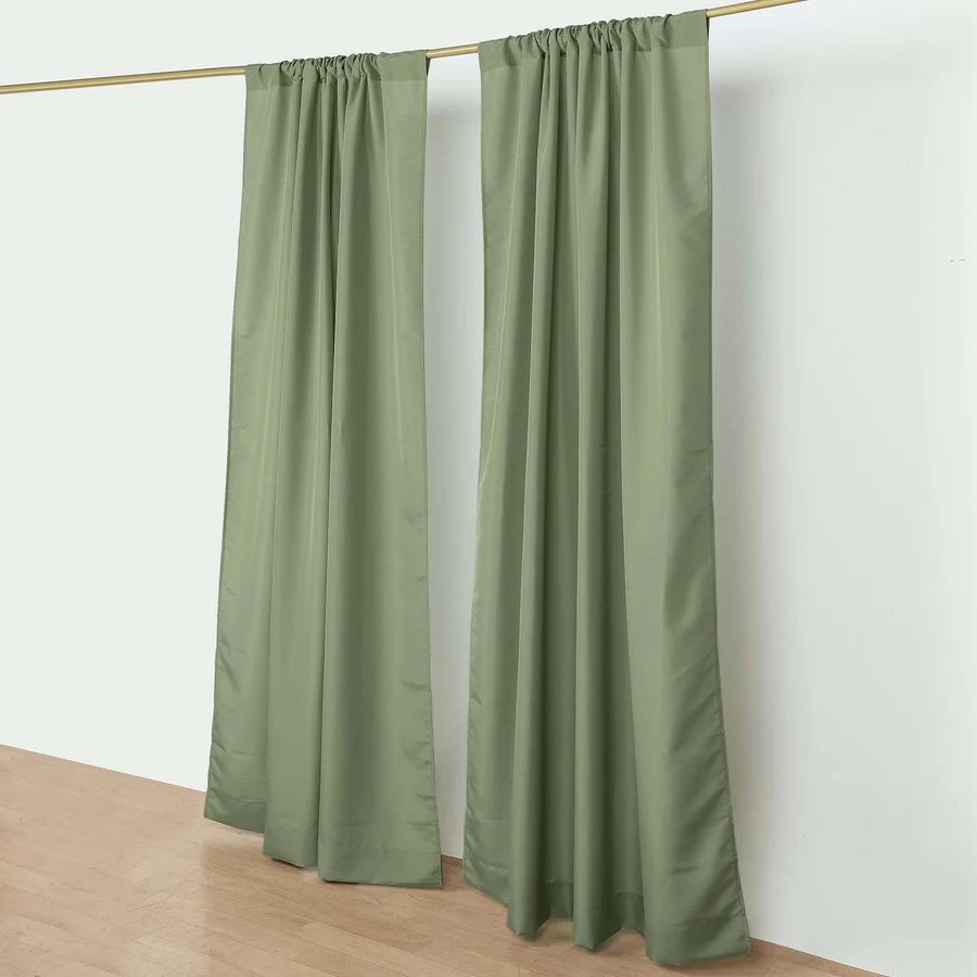 SAGE GREEN 2 Drapery Panels 8 ft Polyester Backdrop CURTAINS Rod Pockets Party