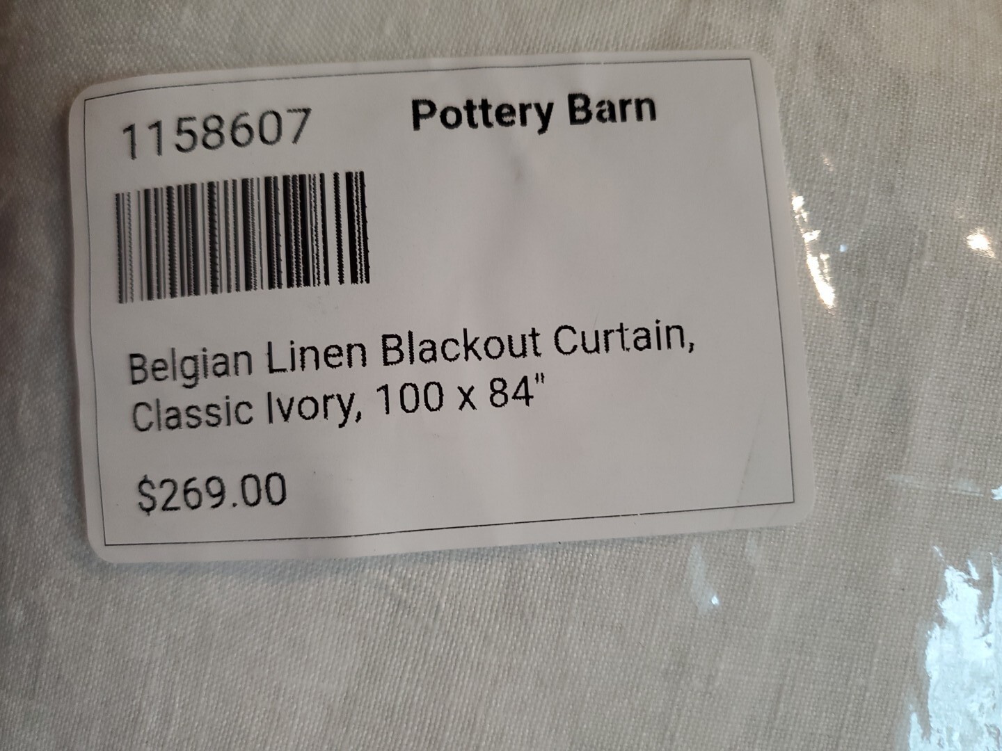 Pottery Barn Belgian Flax Linen Blackout Curtain 100x84Classic Ivory 1158607