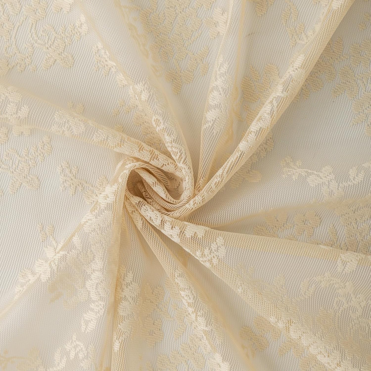 Vintage Lace Sheer Curtains Floral Branch Rod Pocket 52×84 Inch Ivory for French