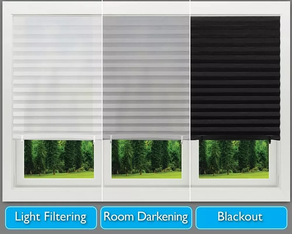 Pleated Fabric Shades, Temporary Window Blinds, No Drilling Self Adhesive Blind*