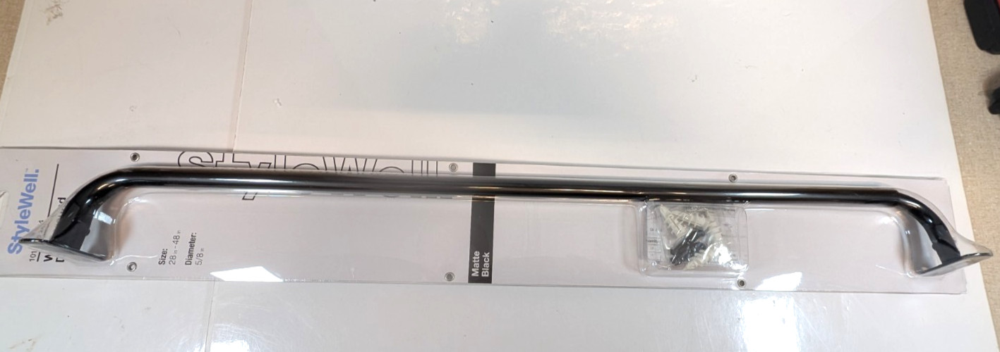 28 In. – 48 In. Adjustable 5/8 In. Wraparound Single Curtain Rod in Matte Balck