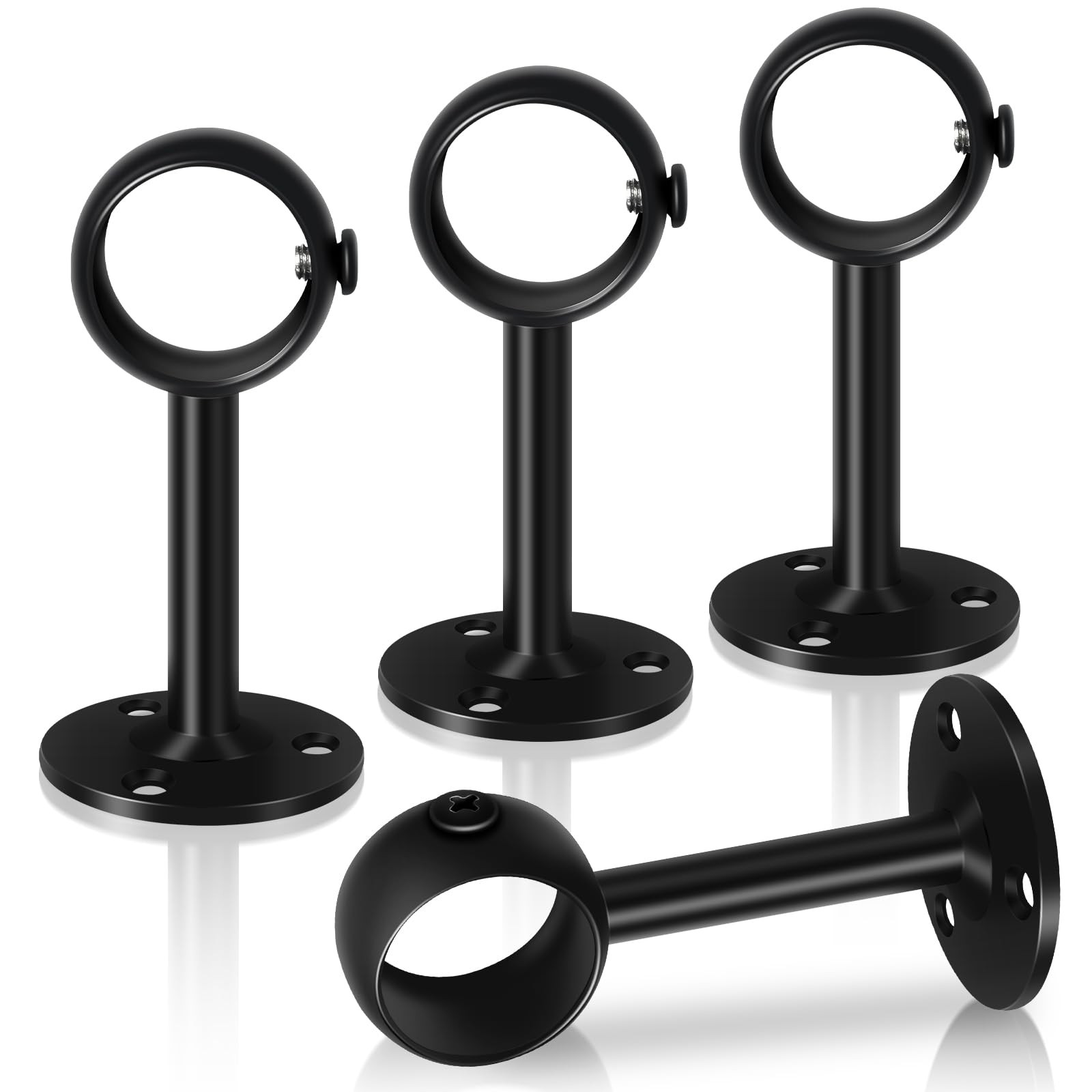 1-1/4 inch Ceiling Curtain Rod Brackets 4 Pack Heavy Duty Holders Black