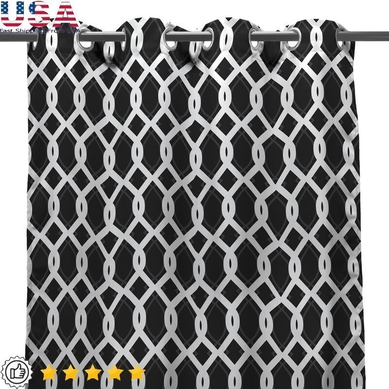 Outdoor Grommet Curtains Semi-Sheer UV Resistant Water Stain Mold 2 Pack Black