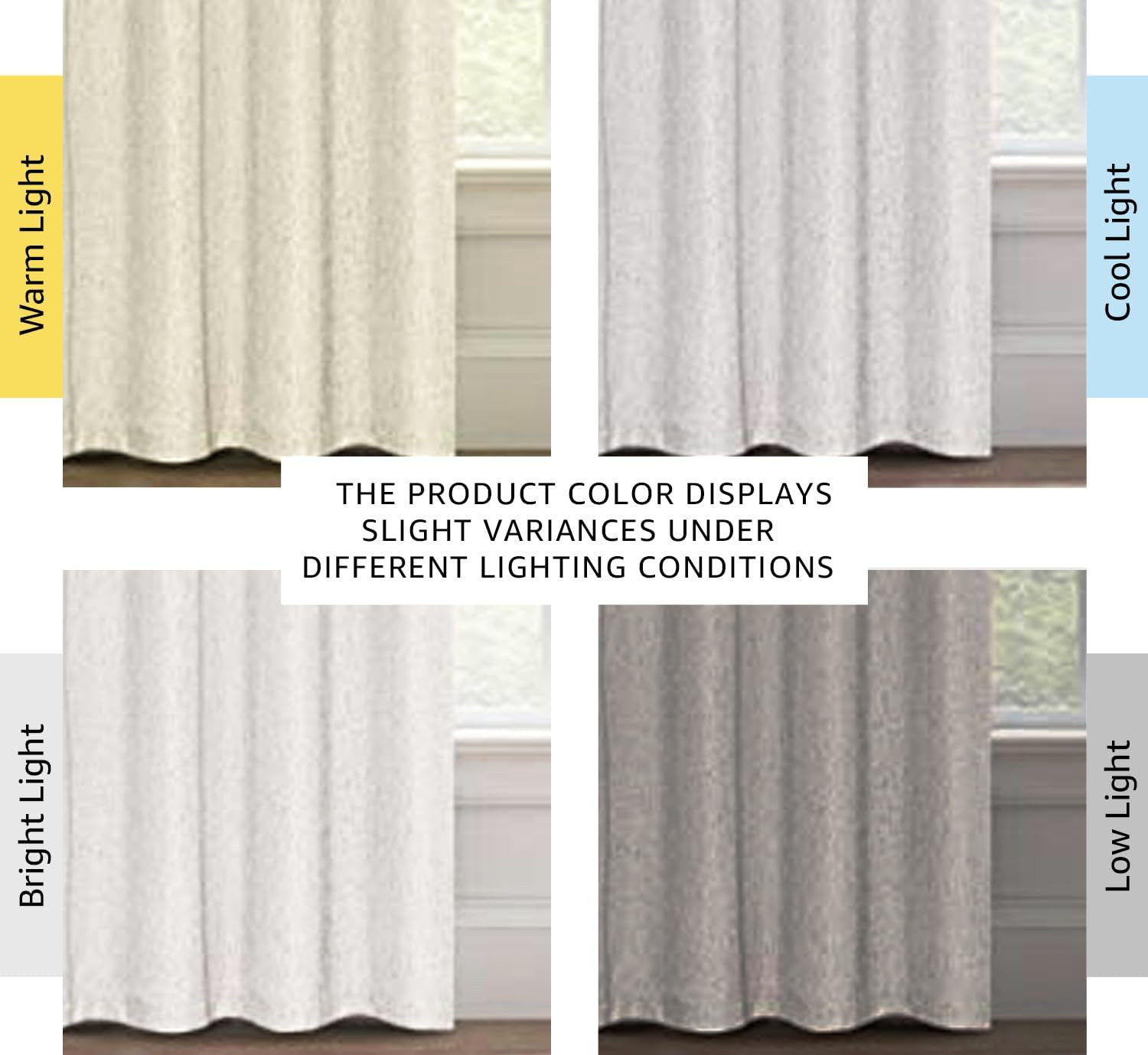 100% Blackout Linen Curtains 96″ Long Ivory Grommet Pair Set