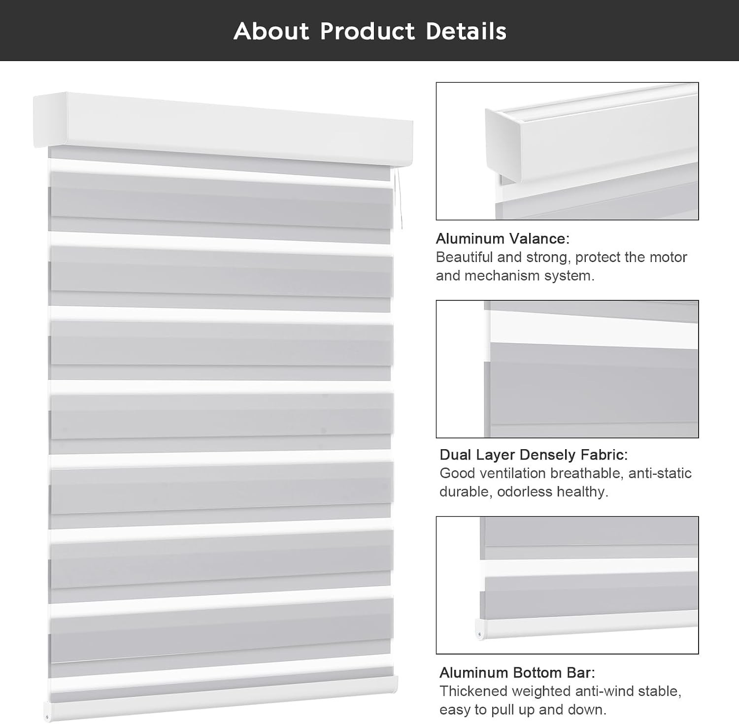 Smart Motorized Zebra Blinds Custom Size Window Shades Remote Control Light….