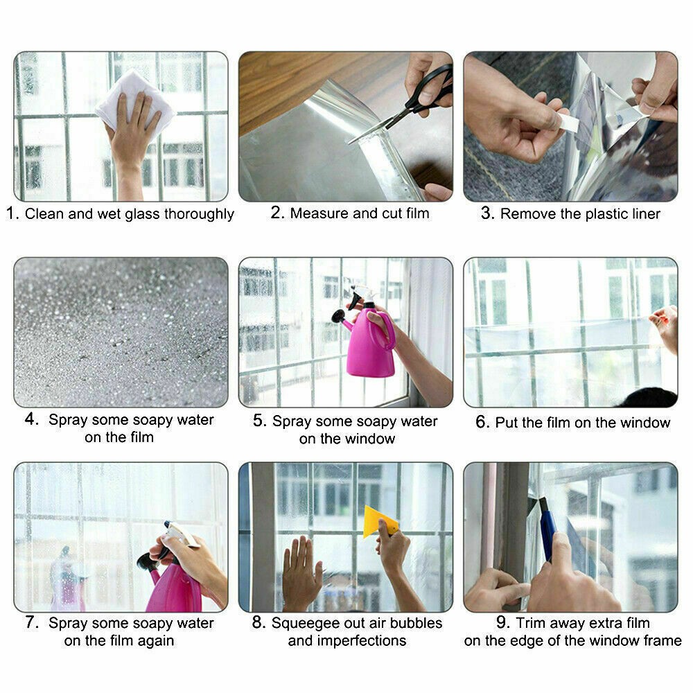 24in x 3.3ft Clear Security Window Film Self-Adhesive Glass Shatterproof 4 Mil