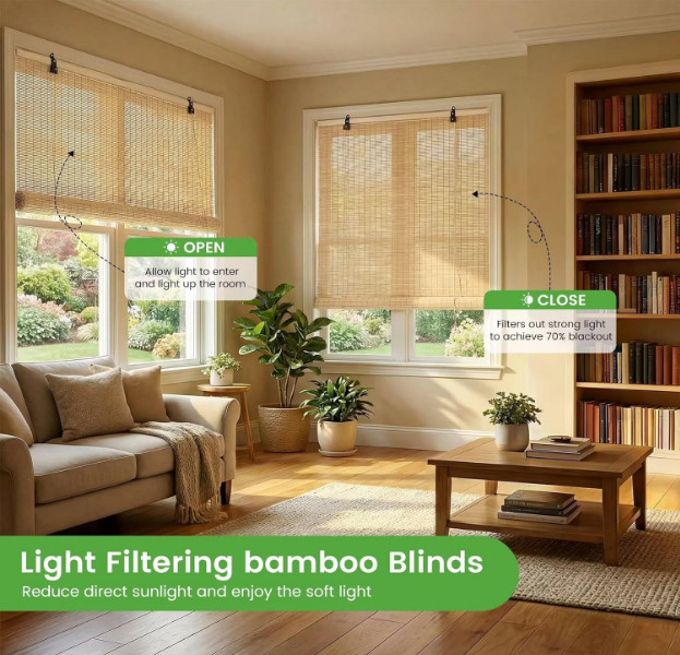 Bamboo Blinds Roller Shades for Windows Bamboo Shades for Indoor and Outdoor Pat