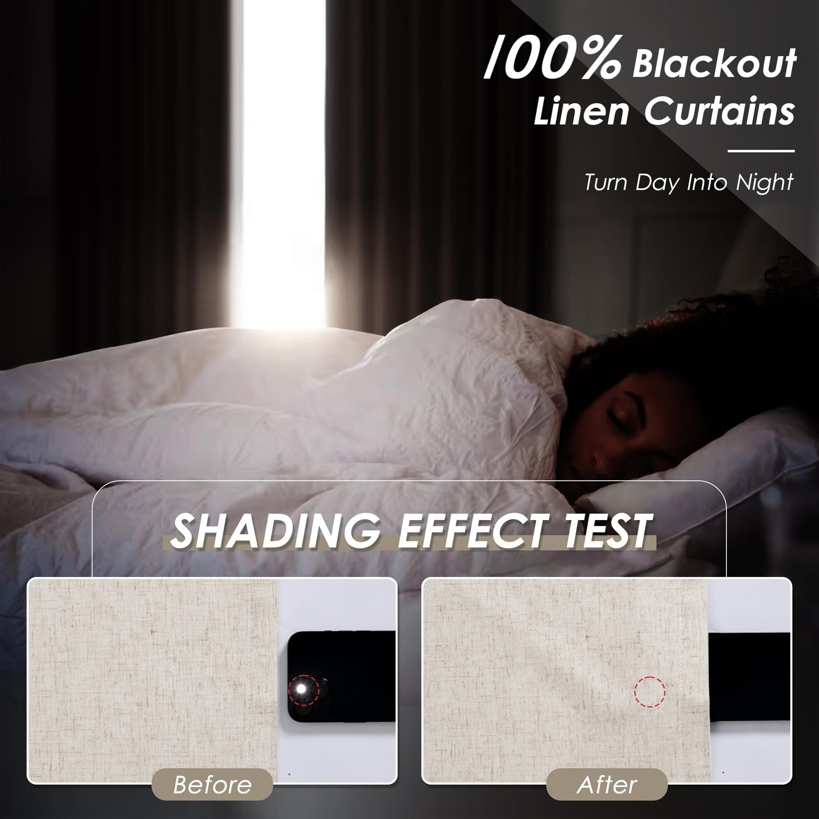 Nanspring Beige 100 Blackout Linen Curtains For Bedroom 120 Inches Long Back