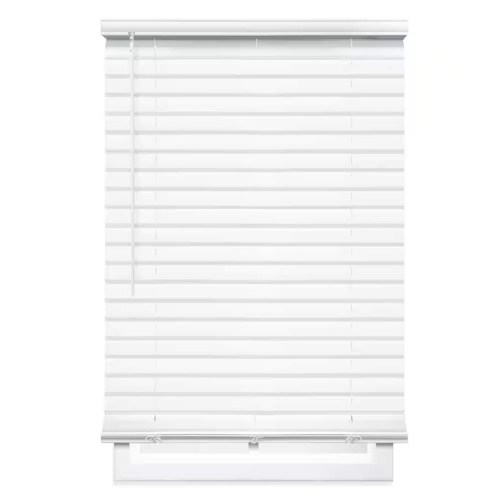 White Cordless Room Darkening Vinyl Blinds with 2 In. Slats – 36 In. W X 64 In.