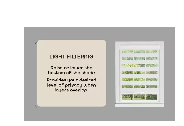 ACHIM Celestial White Cordless Layered Polyester Roller Shade 35 in W x 72 in L