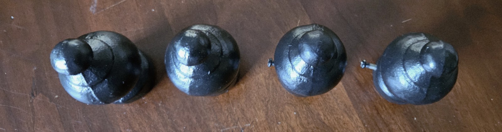 Black Cast Iron Decorative Finials Set 4 Heavy Industrial Farmhouse Decor 1″ Rod
