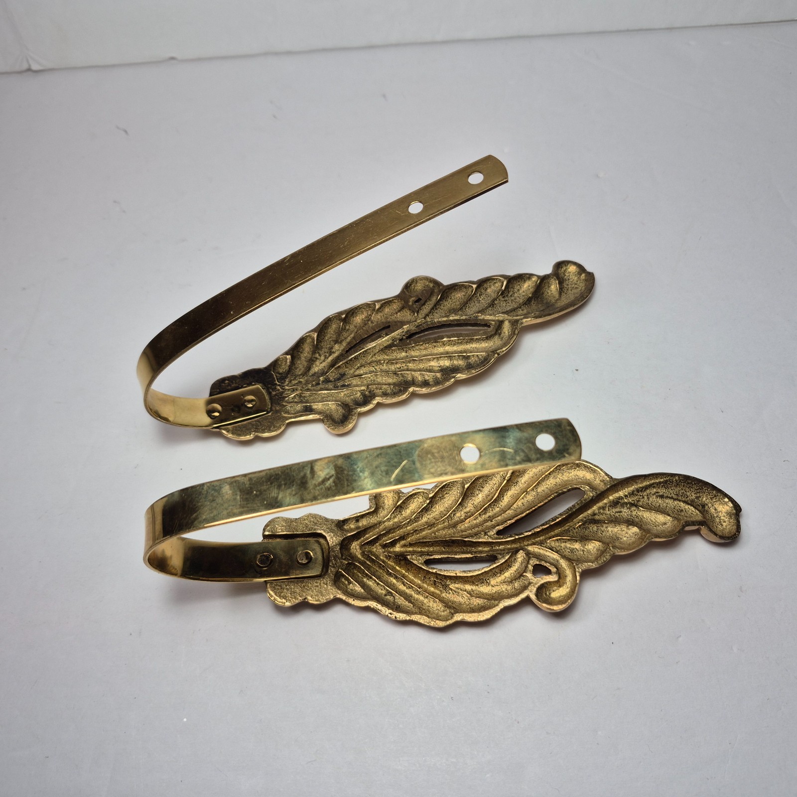 Curtain Tie Backs Set 2 Solid Brass Leaf Leaves Flower Wall Hooks India 5.5 In