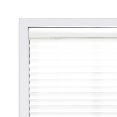 Cordless 1″ Light Filtering Pleated Shade – White – 21.5″ W x 48″ H – White