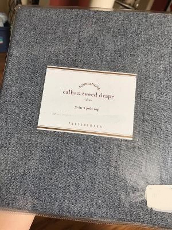 Pottery Barn Calhan Tweed Drapes Set 2 Blue Fleck 50x 108 Curtains Pair Denim🦩.
