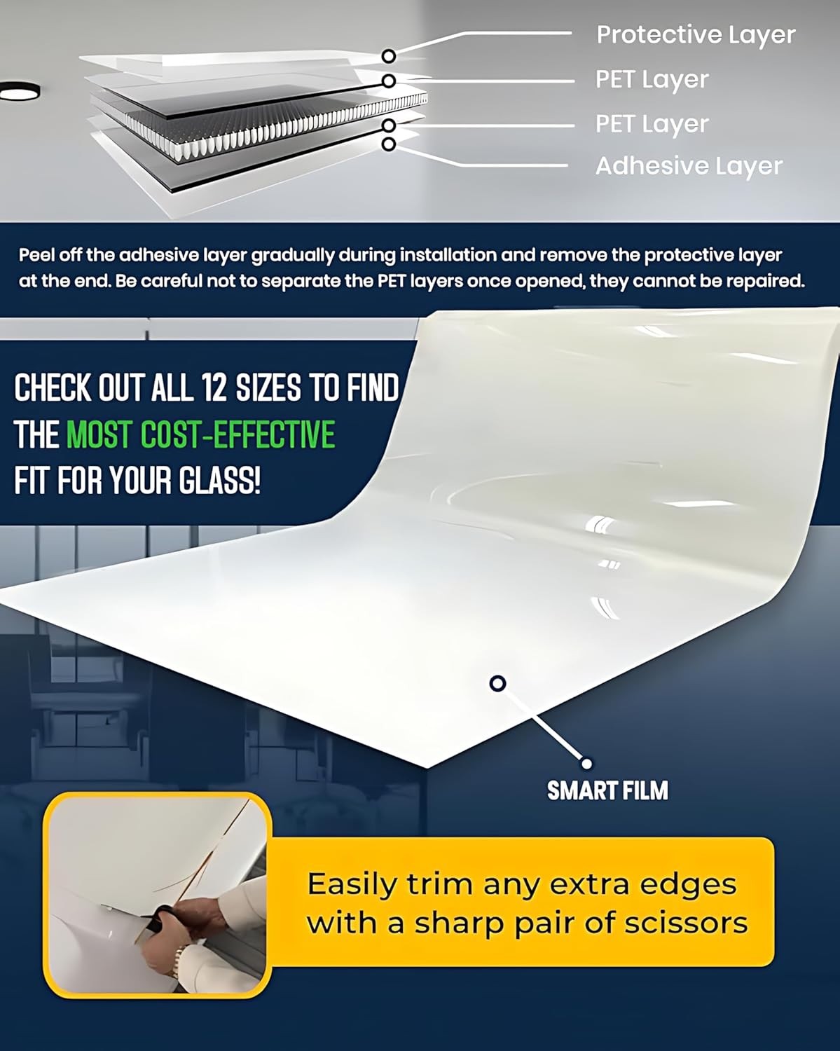 Smart Film – PDLC Smart Film – Switchable Adhesive Smart Film, Smart Tint