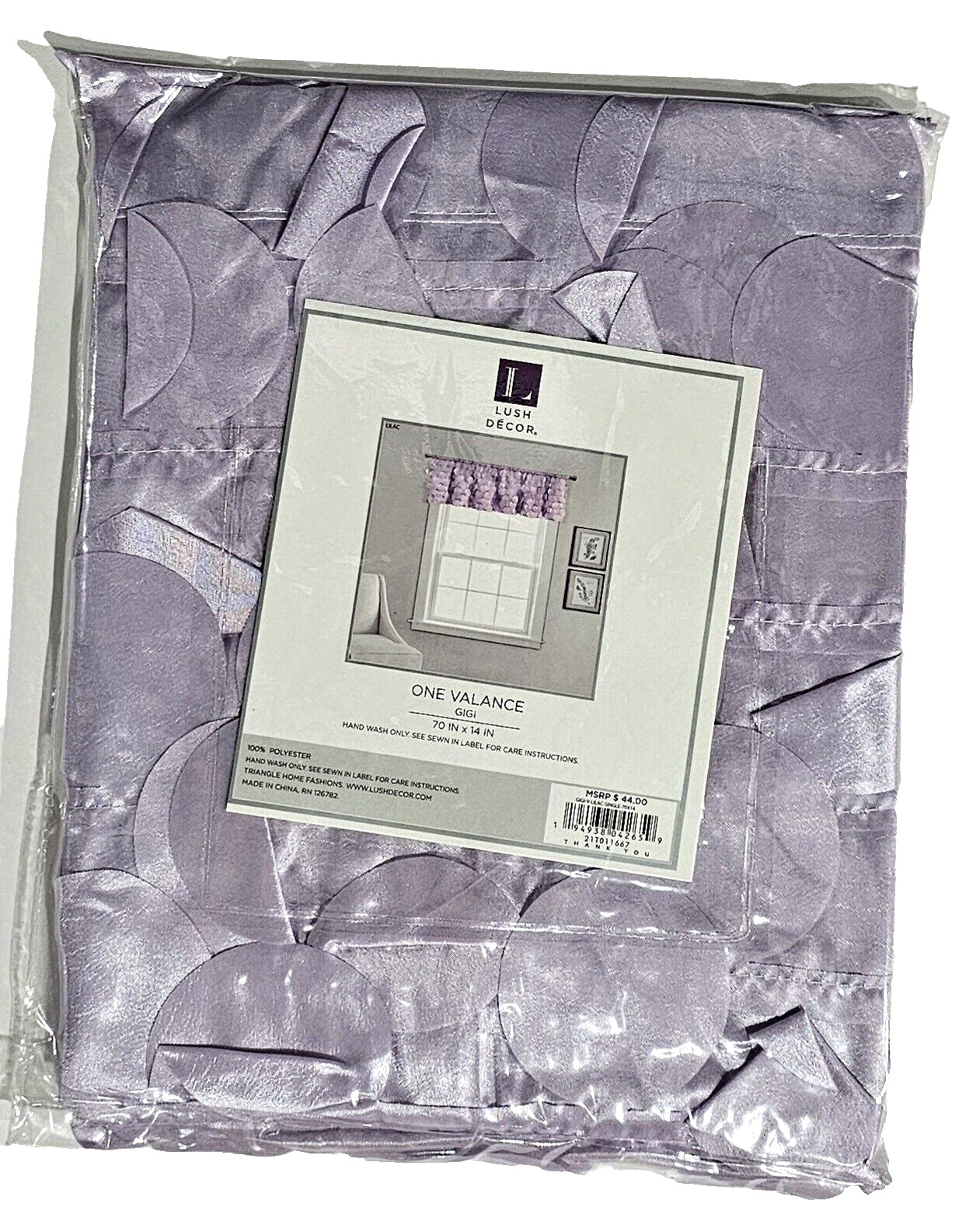 Lush Decor One Valance Gigi 70x14in Lilac Polyester Hand Wash