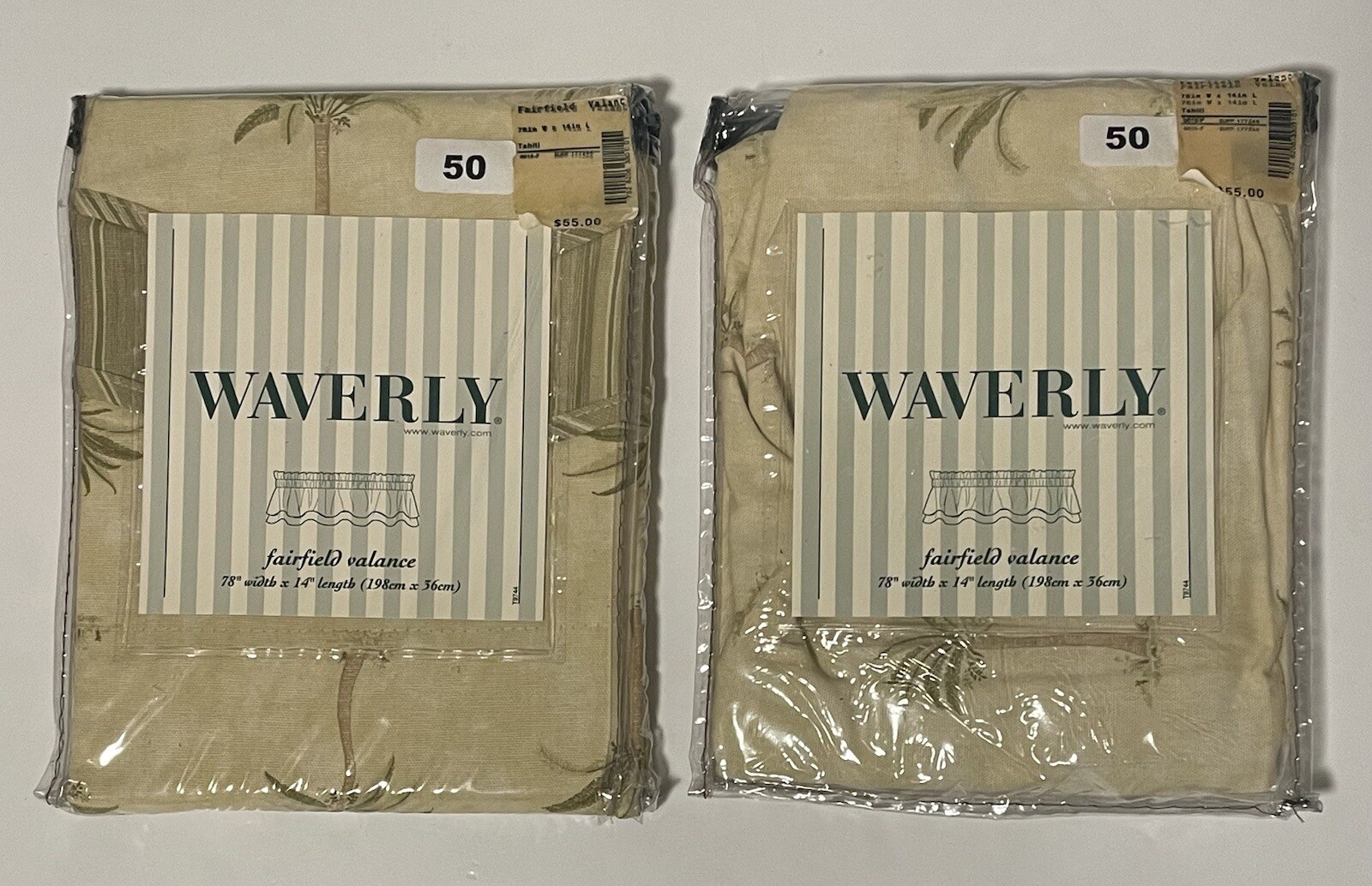 Waverly Fairfield Valance Tahiti GulfStream Sage 14×78″ Palm Trees 2 – $110 MSRP