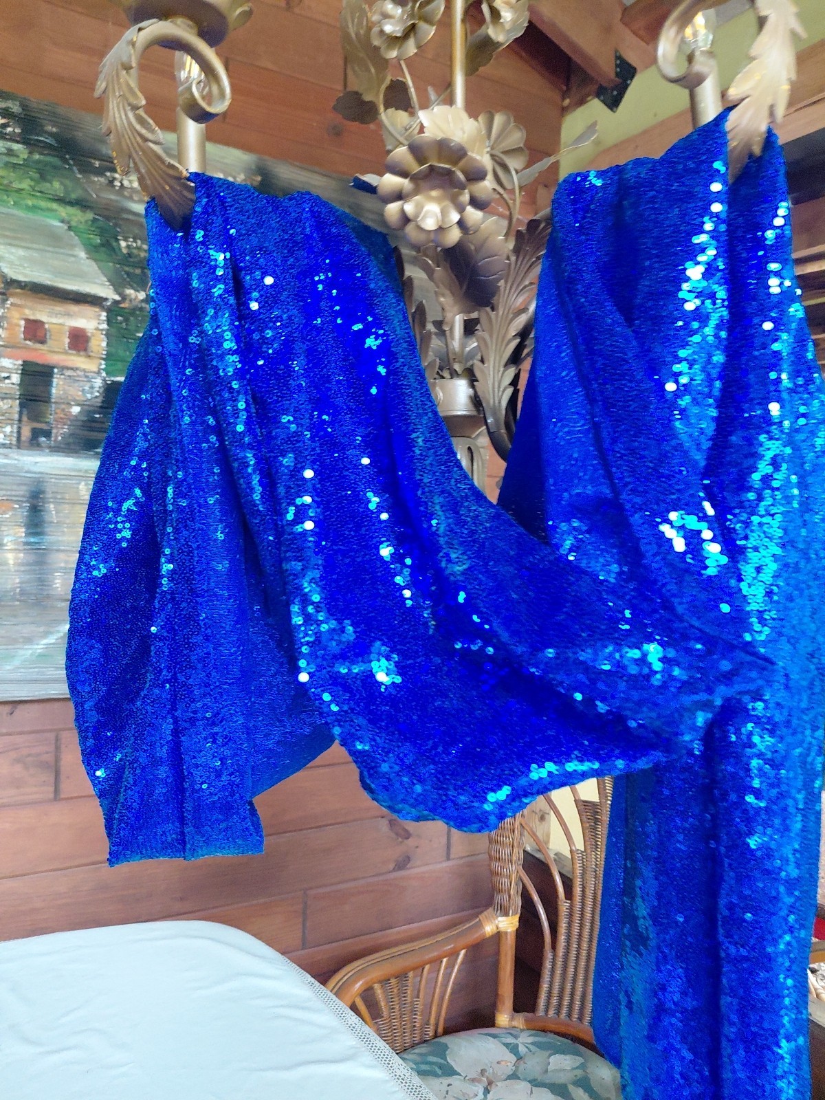 Sheer Sequin Curtains Panels 24 X 96 Royal Blue NWOT 4 Panels