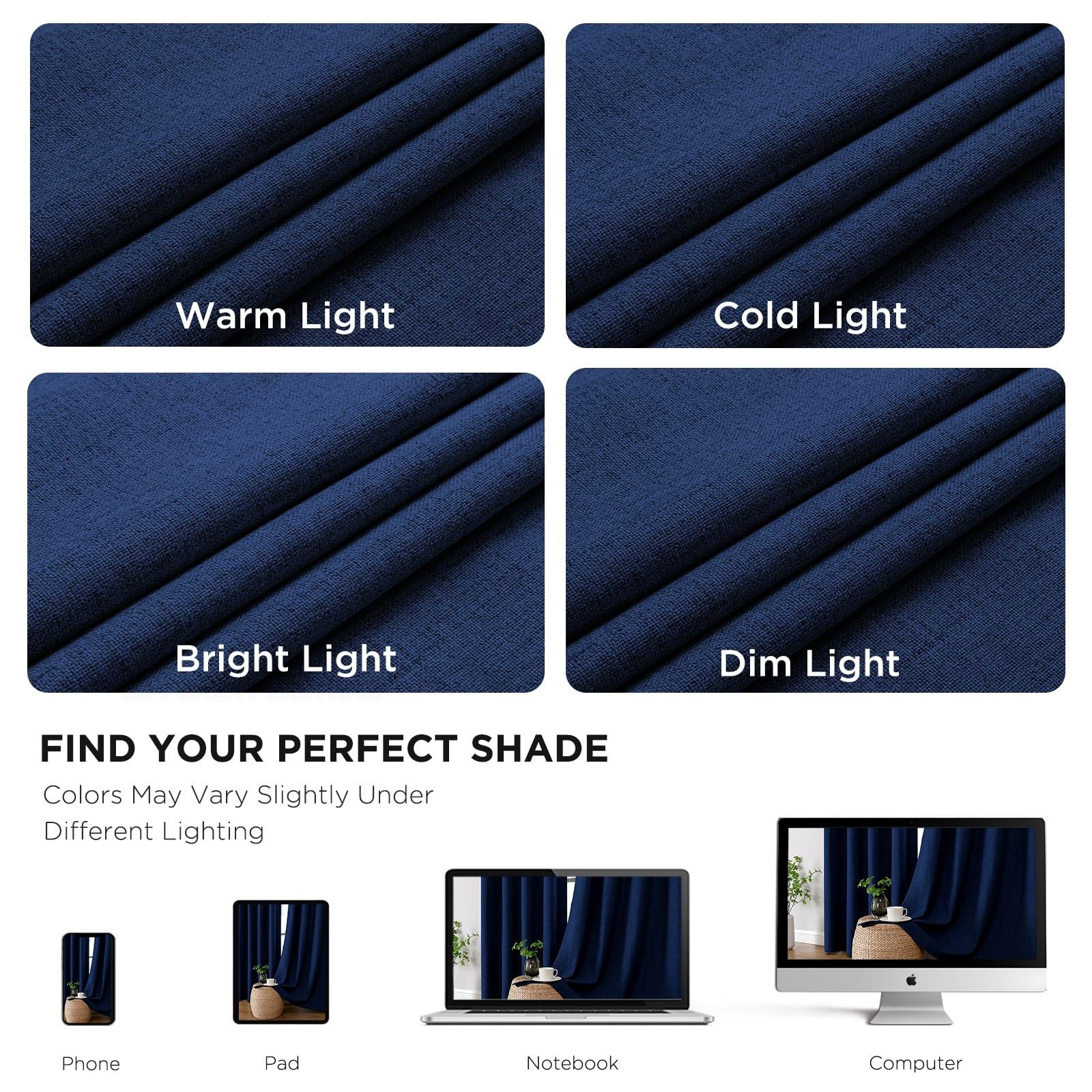 Cucraf 100 Blackout Curtains 96 Inches Length 2 Panels Set Room Darkening Linen