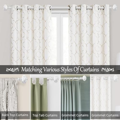 Sliver Curtain Rod for Windows 66 to 120 Inches(5.5-10ft): 1 36-120″ Silver