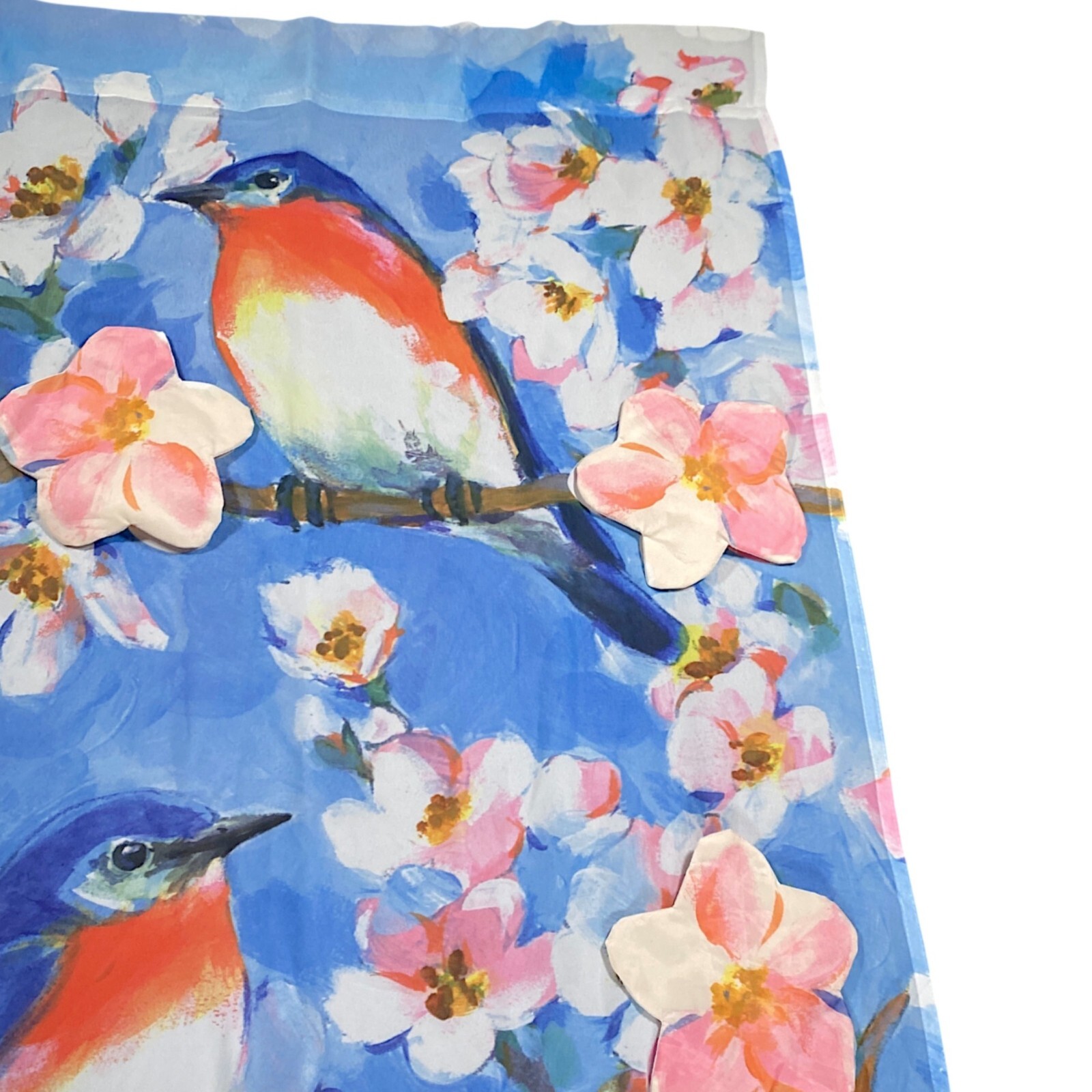 Robin Moro Curtains 38.5” Semi Sheer Window Shade Bluebird Cherry Blossom 2