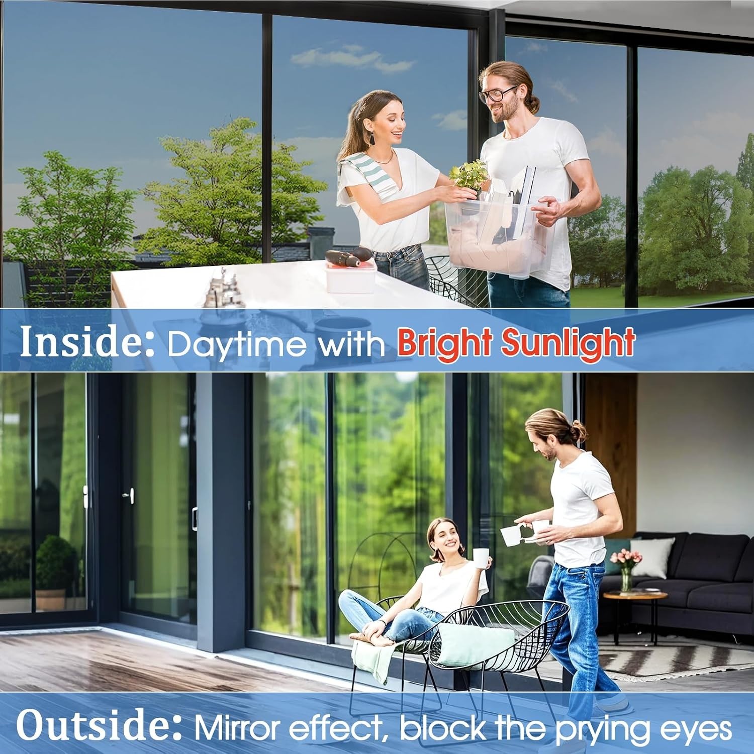Daytime Privacy Reflective Window Film with Installation Tools – 17.5×78.7 Inch