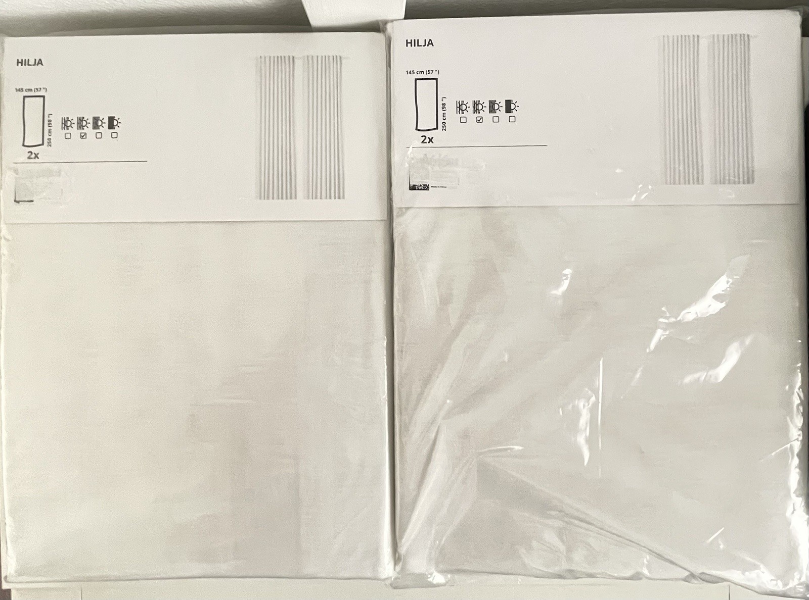 IKEA Hilja Curtains 2 Pair Lot of 4 White Long Floor Length 98×57″ Retired