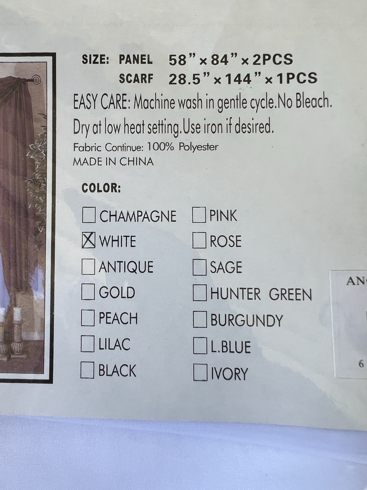 1 WHITE Piece Solid Voile Window Scarf Treatment See Through 28.5” x 144”