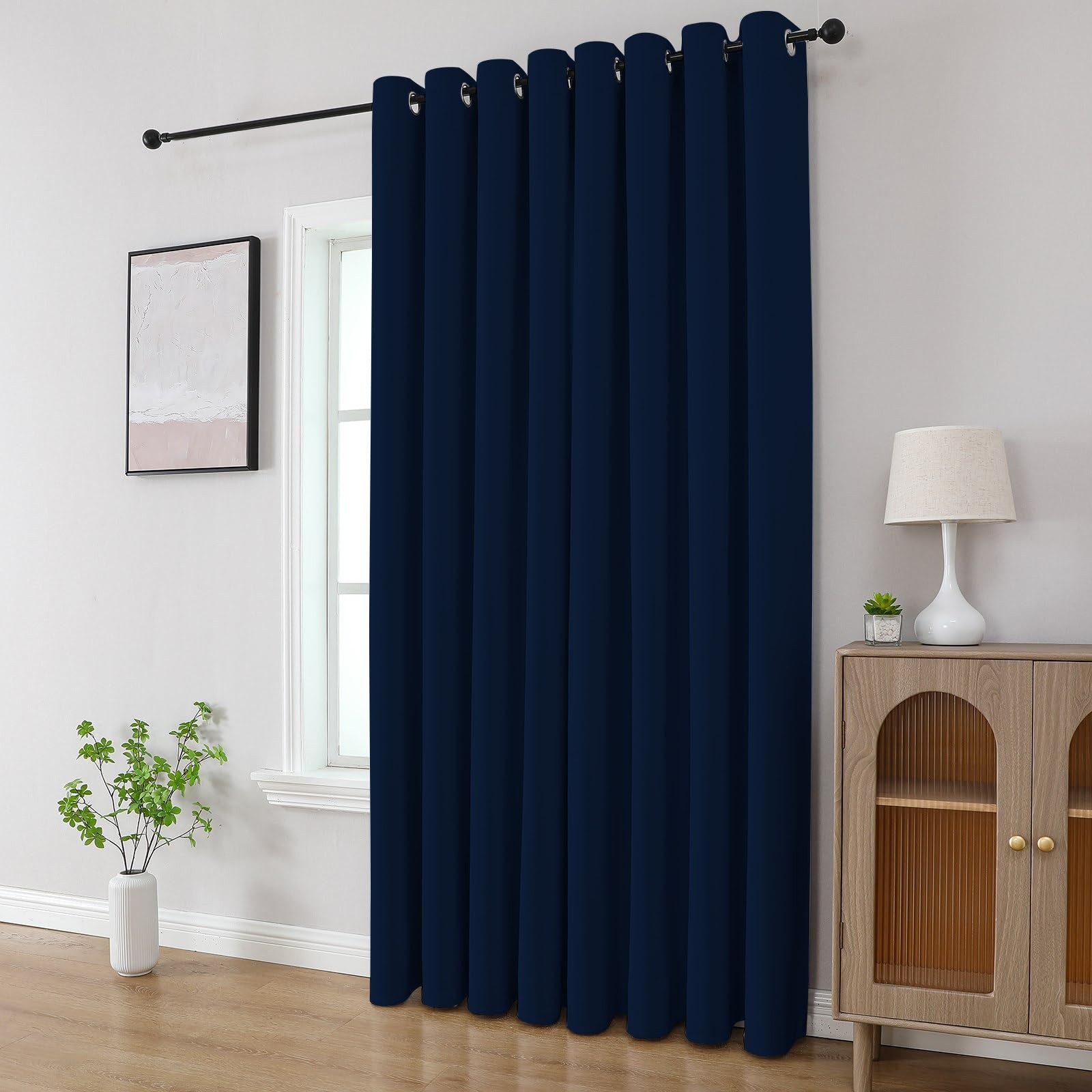 Navy Blue Blackout Curtains 84 inch Length 2 Panels Set, Room Darkening Drape…