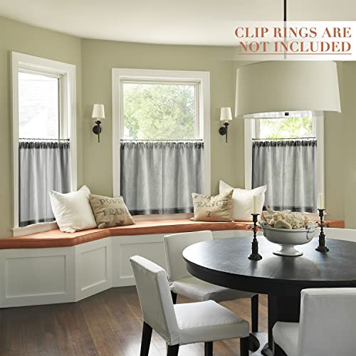 Dark Gray Curtains 24 Inch Length for Mini Kitchen Travel Half Window ,Small