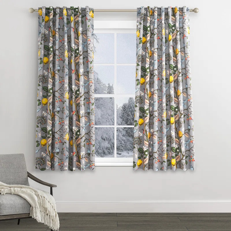 Blackout Curtain Panel pair Polyester Thermal Insulation Header Included