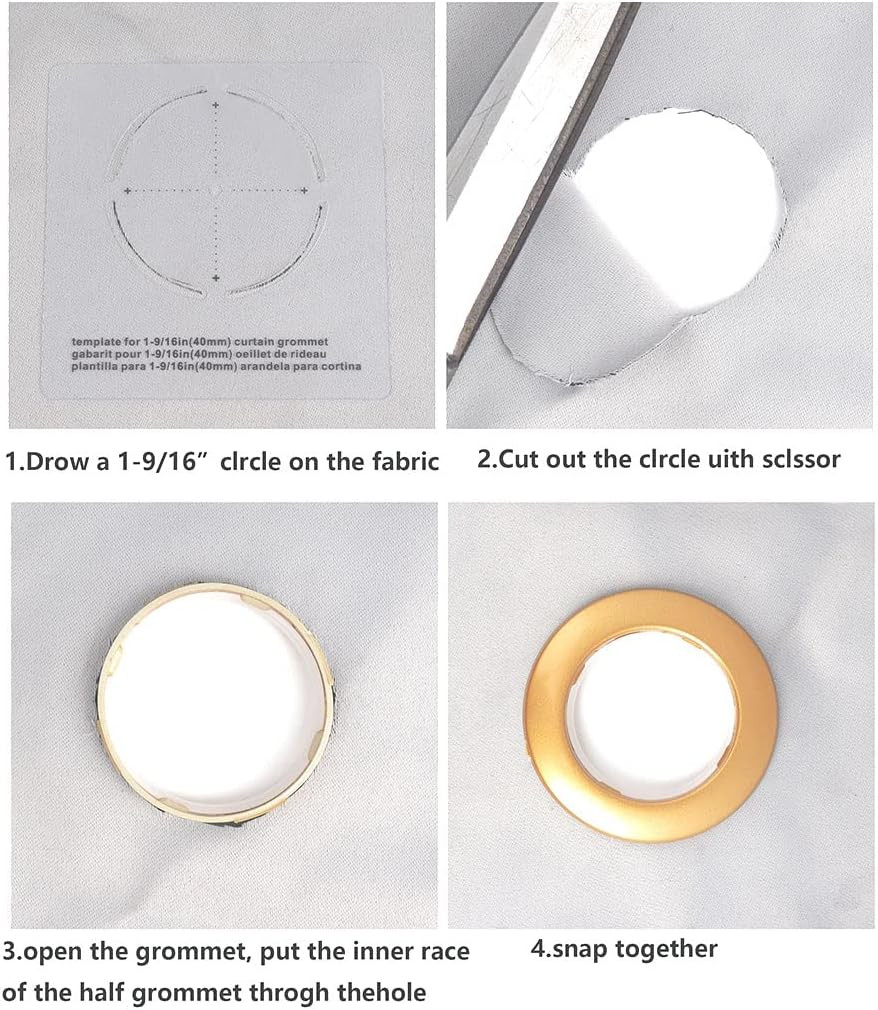 42 Pack Curtain Grommets Inner Diameter 1-9/16″(40Mm) Plastic Curtain Eyelet Rin