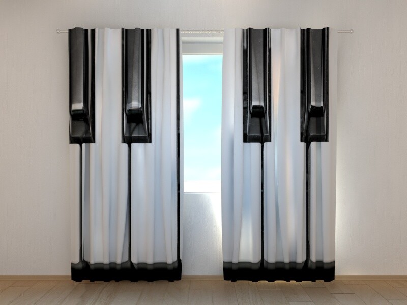 Window Curtain Printed with Piano Keys Image Wellmira Made to Measure