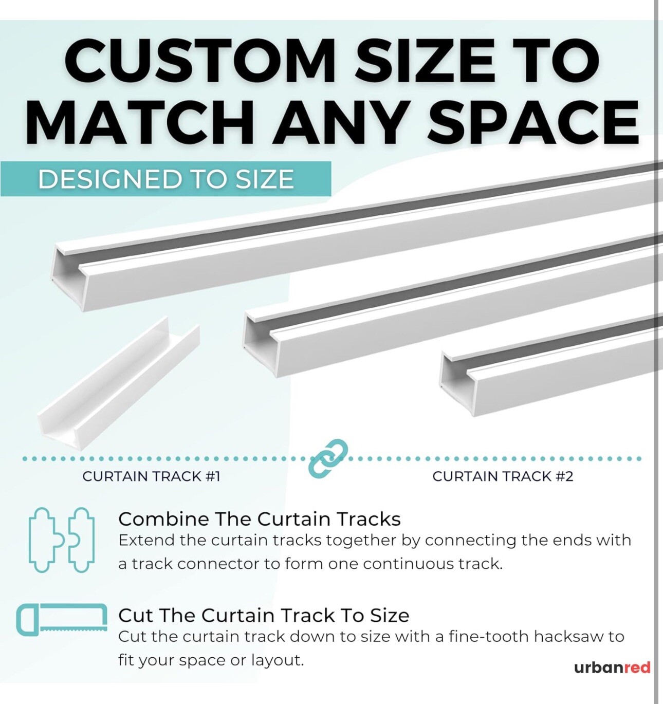 UrbanRed Self Adhesive Ceiling Or Wall Curtain Track (16.4 FT, 5 Meters)