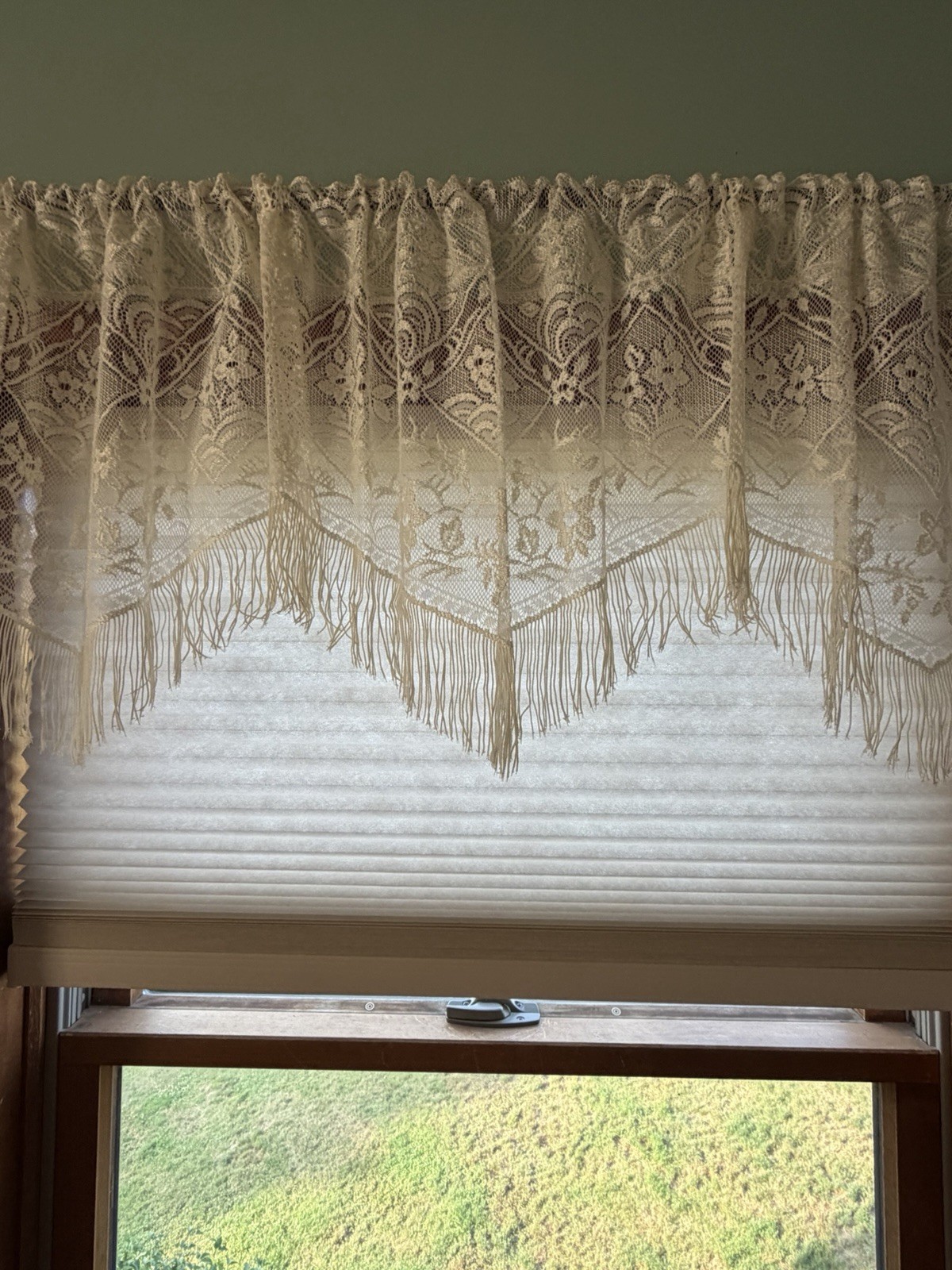 Oxford House Chantilly Valance Ivory Lace 60” W X 16” L Fringe New In Package