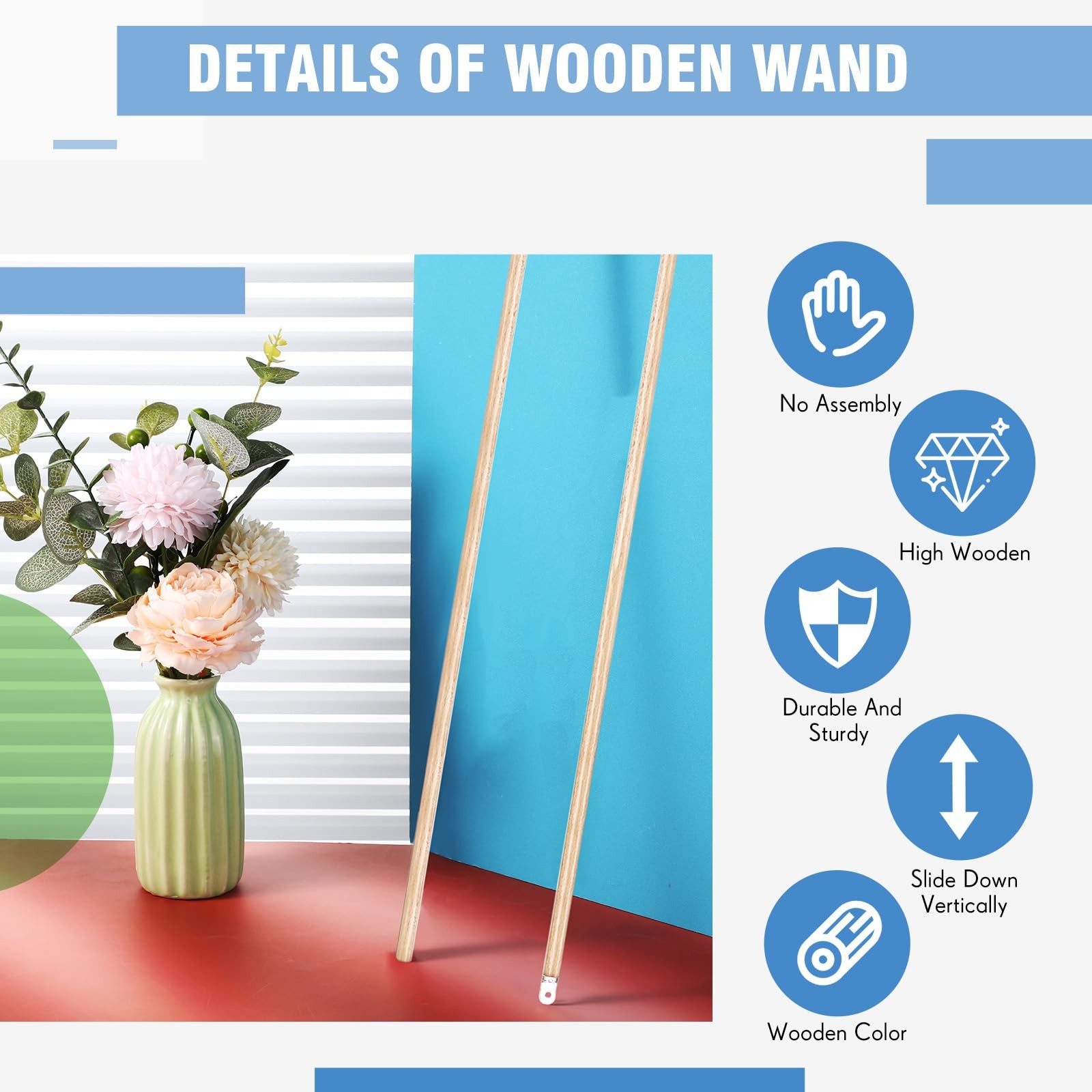 Bokon 2 Pieces Blind Wand Vertical Blinds Stick Replacement with Hook and Han…