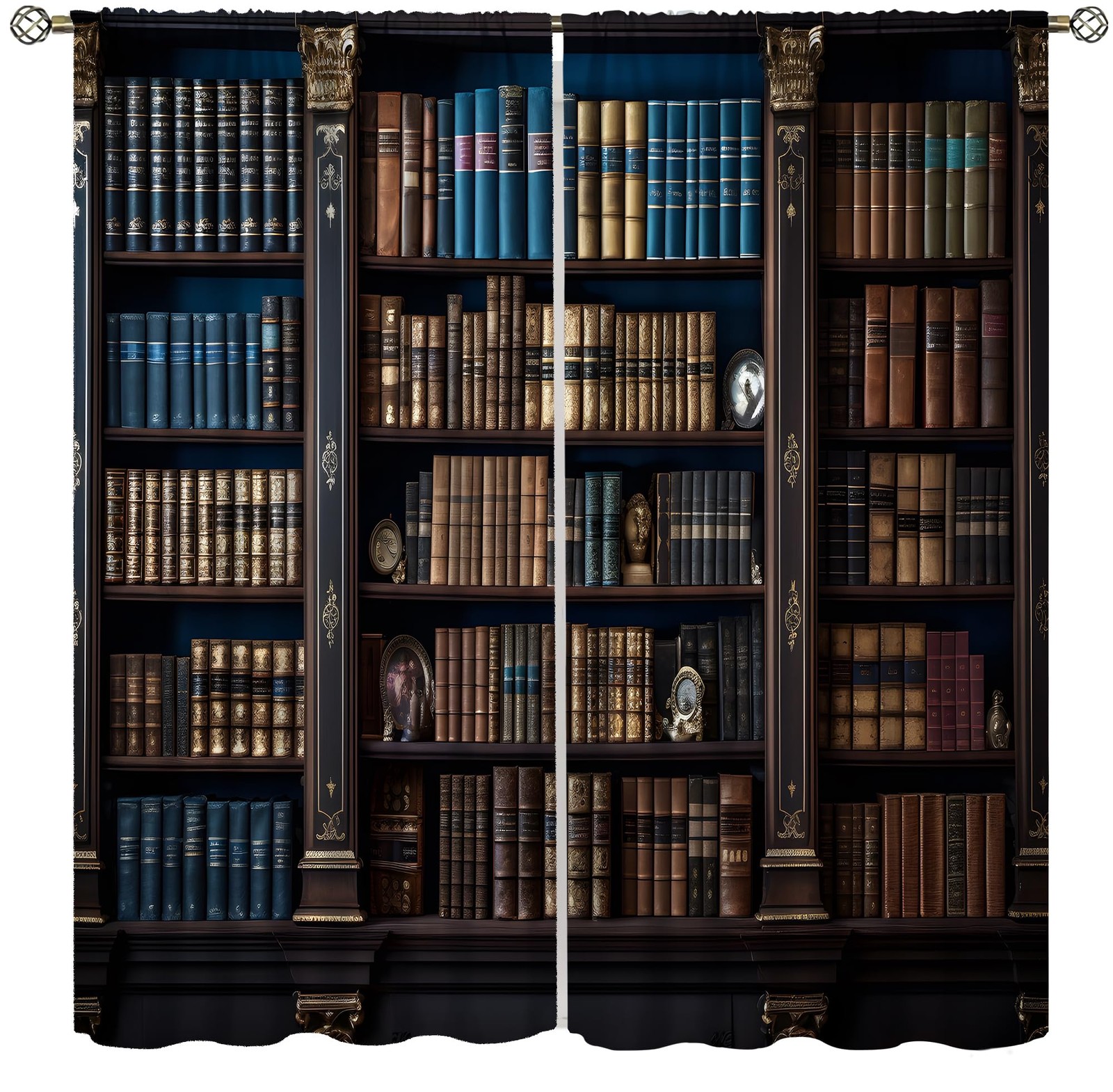 AAVEUP Antique Bookshelf Curtains for 20.5″W x 44.5″L (Pack of 2), Style-5