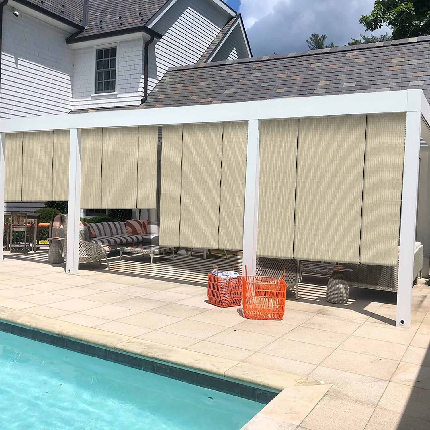 Roller up Shade Roller Shade Curtain Filtering UV Ray Yard Porch Pergola Balcony