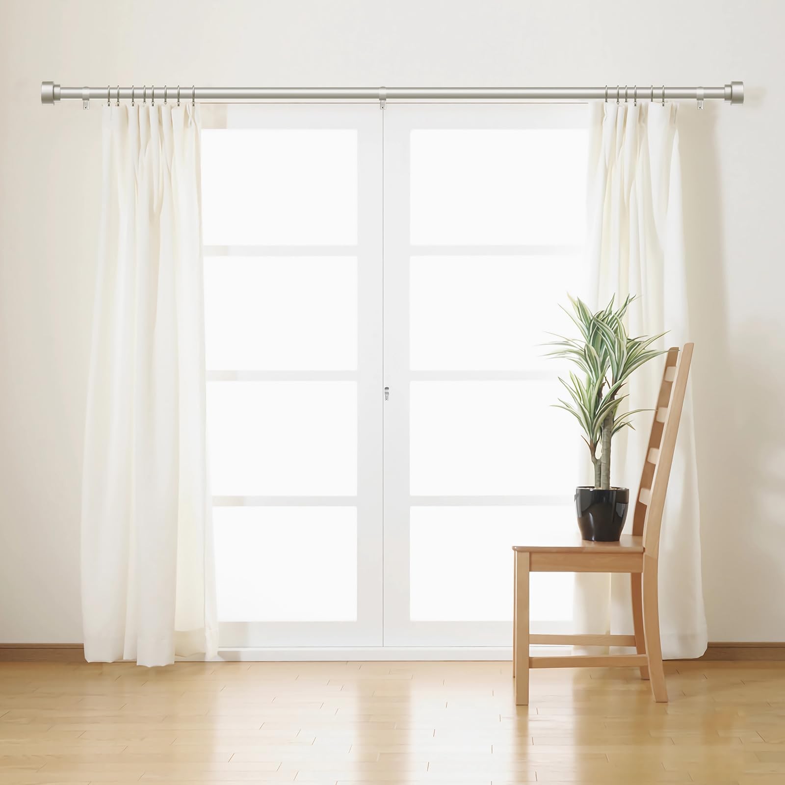 Time Forest Curtain Rods for Windows 48 to 84, 1 32″ 90″, Brushed Nickel