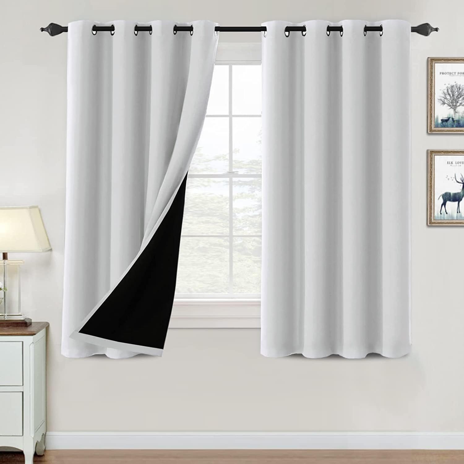 100% Blackout Curtains for Bedroom Thermal Insulated Blackout Curtains 54 Inch L