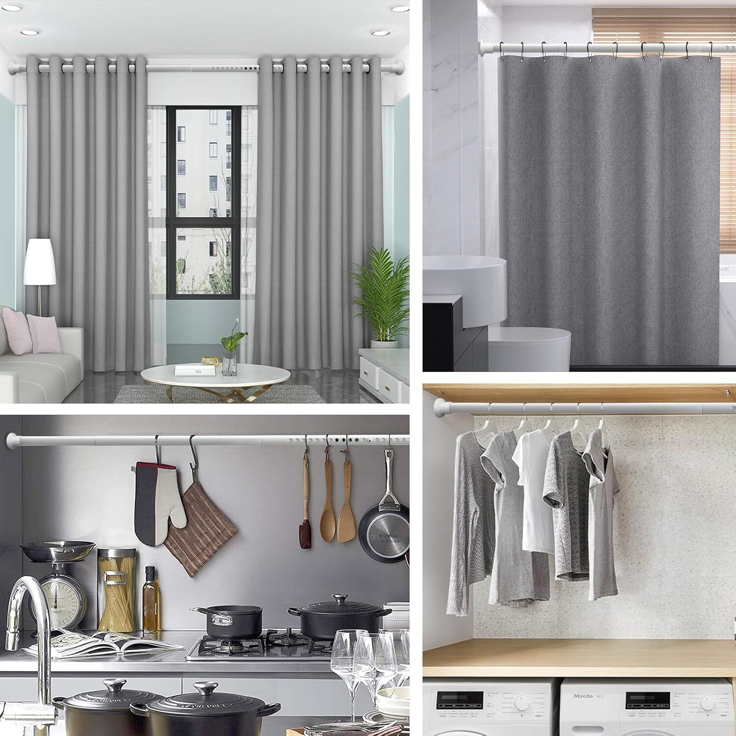Room Divider Tension Curtain Rod,102-120 In No Drilling Tension Rods for Windows
