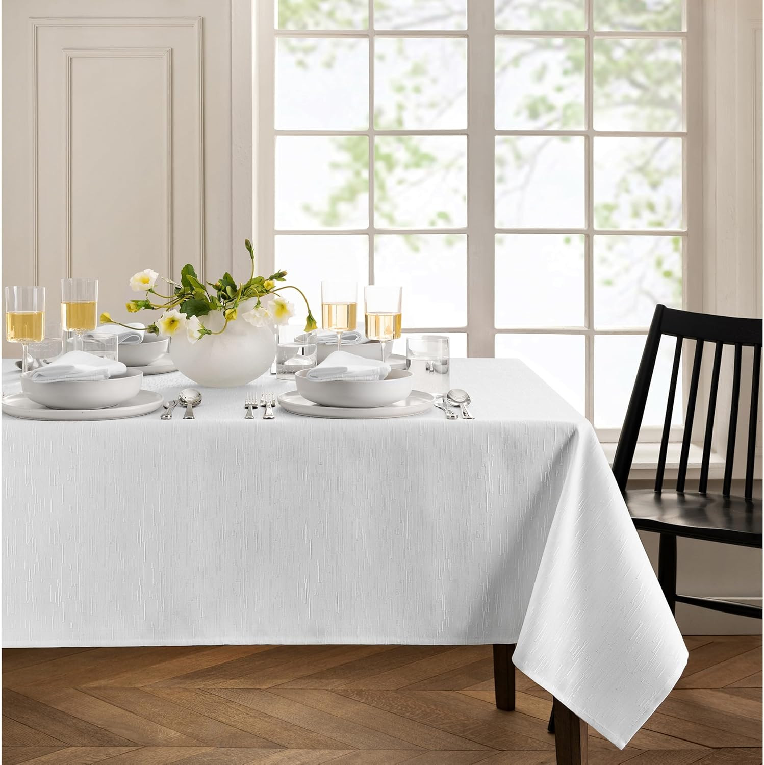 Home Fashions Continental Solid Texture Water, Stain & Wrinkle Resistant Tablecl