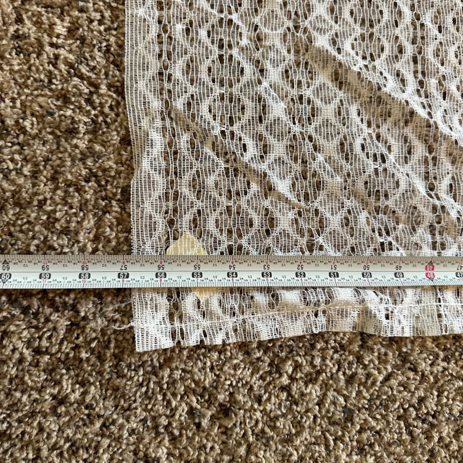 2 Vintage Curtain Panels Unisex 57×78 White Lace Sheer Geometric